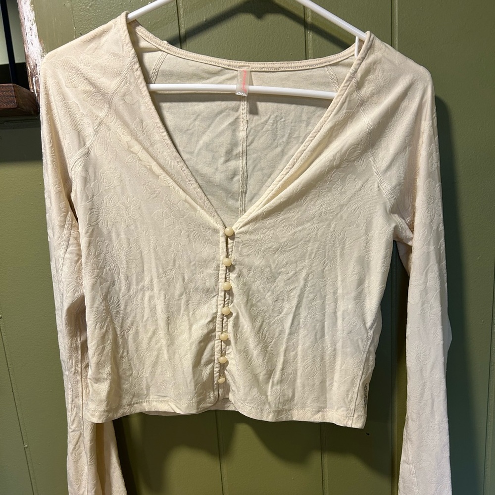Free People Movement floral cream top